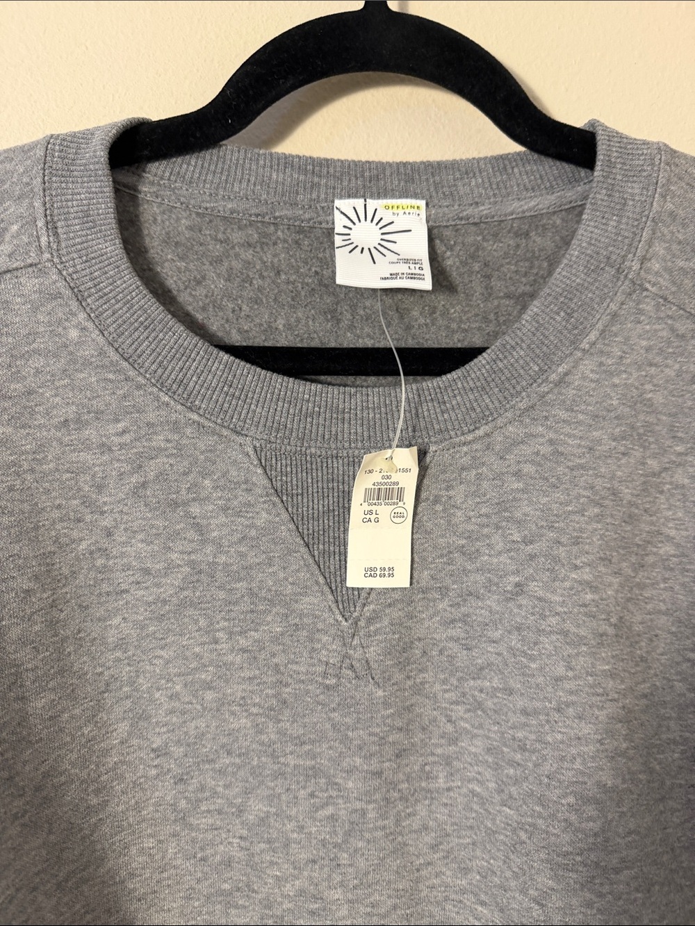 OFFLINE By Aerie Cloud Fleece Oversized Crewneck Sweatshirt in Gray Size L - Picture 7 of 14